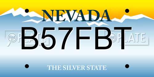 B57FBT Nevada License Plate