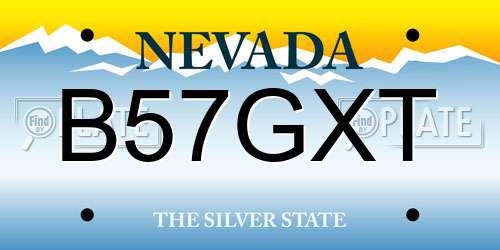 B57GXT Nevada License Plate