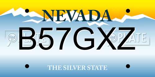 B57GXZ Nevada License Plate