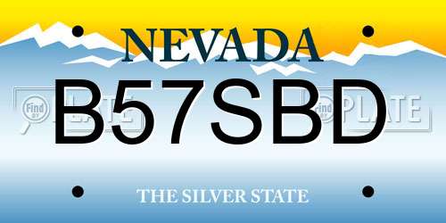 B57SBD Nevada License Plate