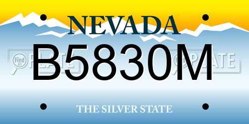 B5830M Nevada License Plate