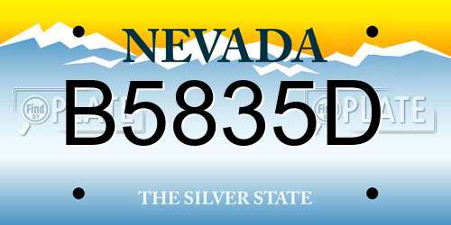 B5835D Nevada License Plate