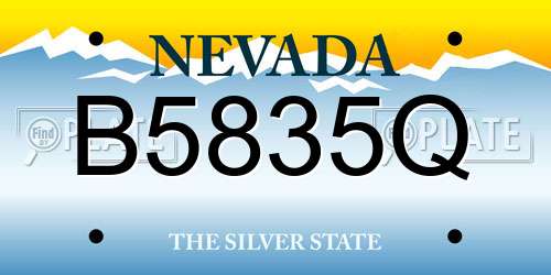 B5835Q Nevada License Plate