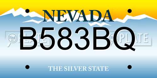 B583BQ Nevada License Plate
