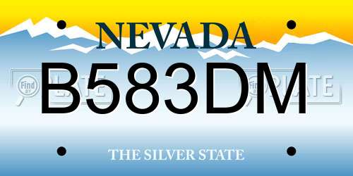 B583DM Nevada License Plate