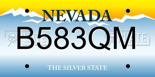 B583QM Nevada License Plate