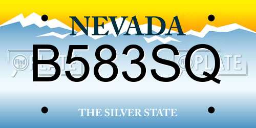 B583SQ Nevada License Plate
