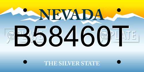 B58460T Nevada License Plate