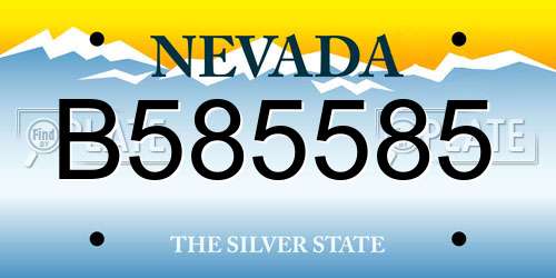 B585585 Nevada License Plate