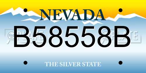 B58558B Nevada License Plate