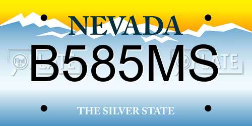 B585MS Nevada License Plate