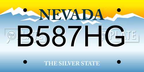 B587HG Nevada License Plate