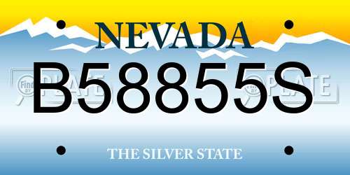 B58855S Nevada License Plate