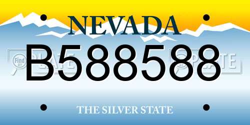 B588588 Nevada License Plate
