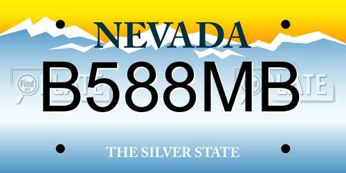 B588MB Nevada License Plate