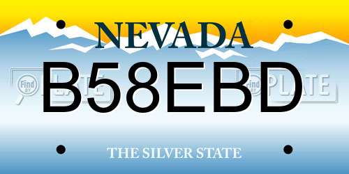 B58EBD Nevada License Plate