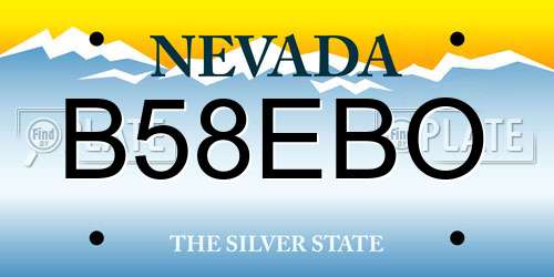 B58EBO Nevada License Plate