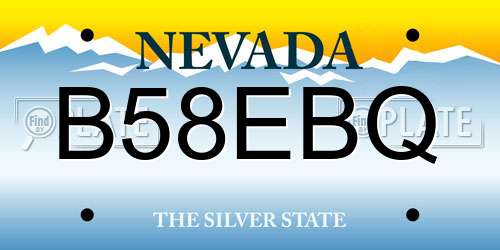 B58EBQ Nevada License Plate