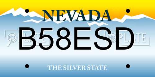 B58ESD Nevada License Plate