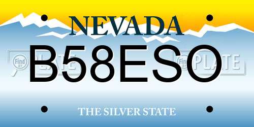B58ESO Nevada License Plate