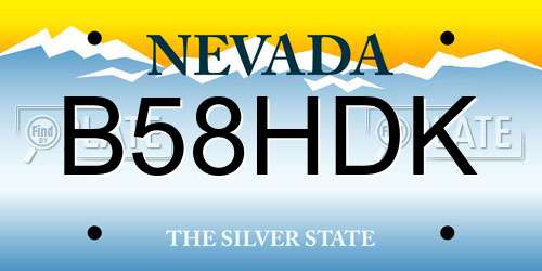 B58HDK Nevada License Plate