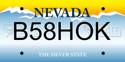 B58HOK Nevada License Plate