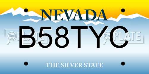B58TYC Nevada License Plate