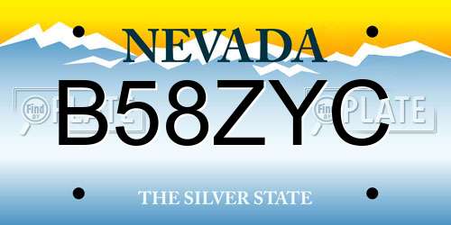 B58ZYC Nevada License Plate