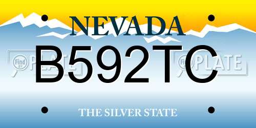 B592TC Nevada License Plate