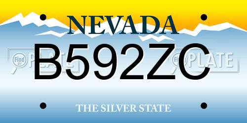 B592ZC Nevada License Plate