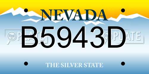 B5943D Nevada License Plate