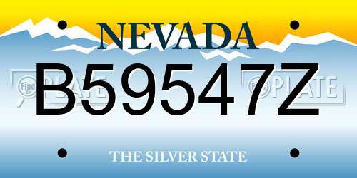 B59547Z Nevada License Plate