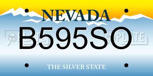 B595SO Nevada License Plate