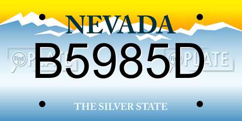 B5985D Nevada License Plate