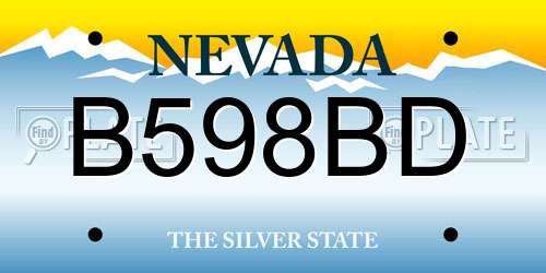 B598BD Nevada License Plate