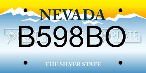 B598BO Nevada License Plate