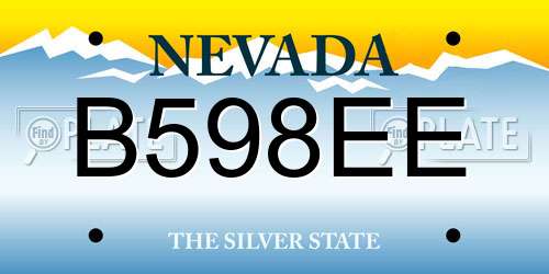 B598EE Nevada License Plate