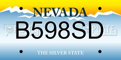 B598SD Nevada License Plate