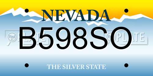B598SO Nevada License Plate