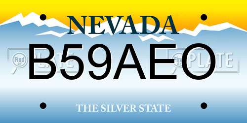 B59AEO Nevada License Plate