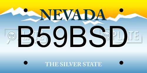 B59BSD Nevada License Plate