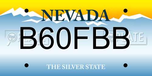 B60FBB Nevada License Plate
