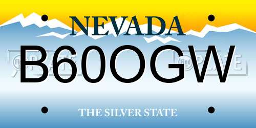 B60OGW Nevada License Plate