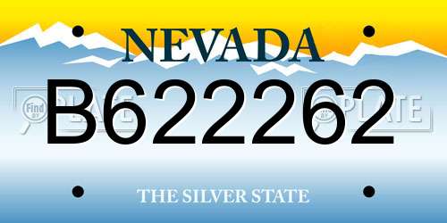B622262 Nevada License Plate