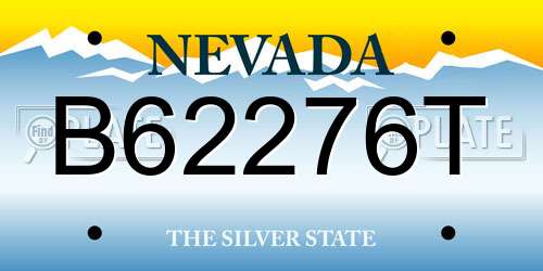 B62276T Nevada License Plate