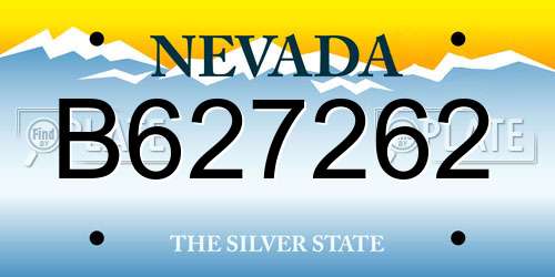 B627262 Nevada License Plate
