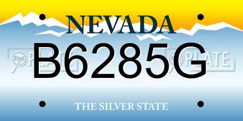 B6285G Nevada License Plate