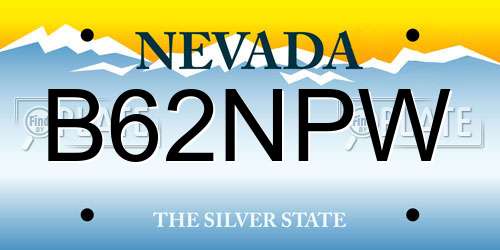 B62NPW Nevada License Plate