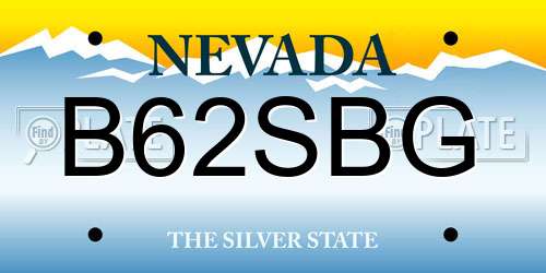 B62SBG Nevada License Plate