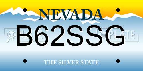 B62SSG Nevada License Plate